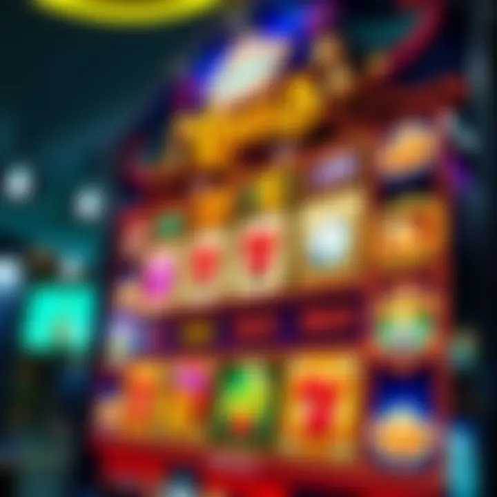 Colorful online slot machine with reels displaying various symbols