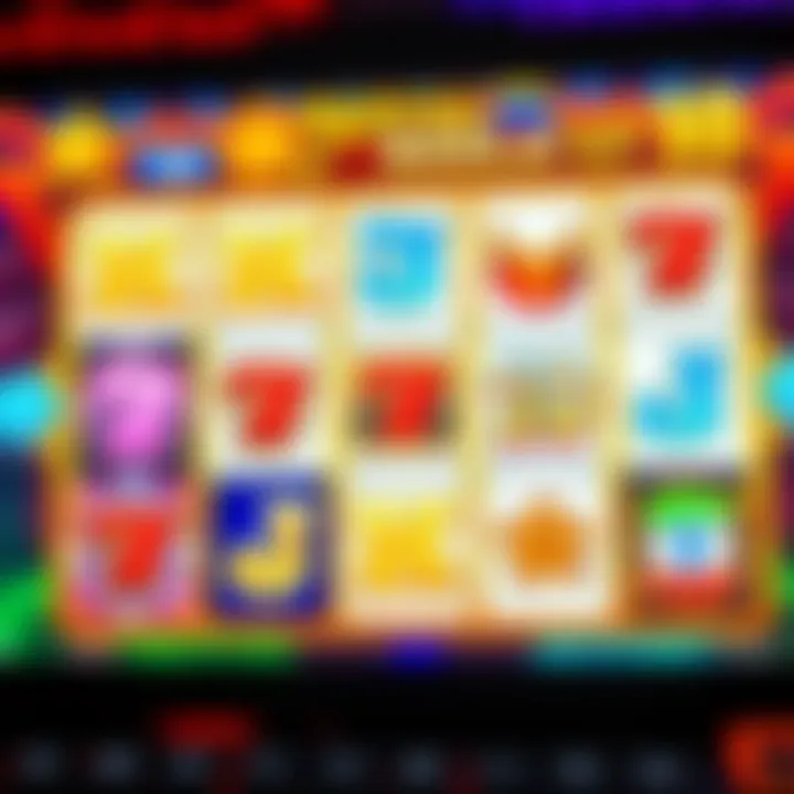Vibrant Classic-Themed Online Slot Reels at Royal Reels 17.com Colorful online slot reels with various classic symbols on a digital screen