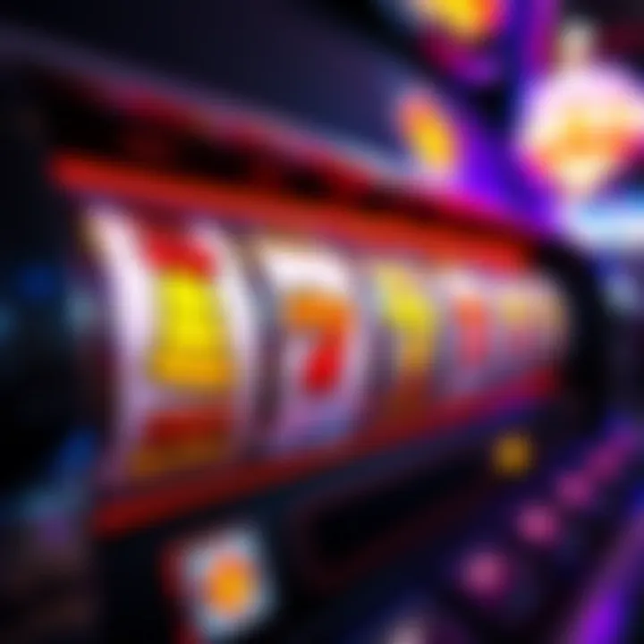 Colorful reels displaying various classic slot symbols such as cherries, bells, and lucky sevens on a digital slot machine interface