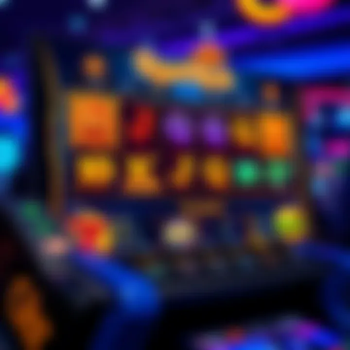 Royal Reels Platform Interface with Slot Game Symbols User interface of Royal Reels platform showing vibrant slot game symbols and gameplay options