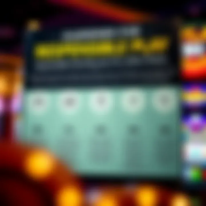 Graphic showing responsible gaming icons and tips for safe play in online pokies