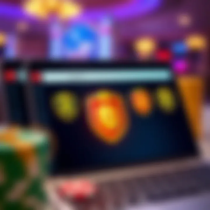Tips for Safe and Secure Use of Royal Reels Promo Codes Visual representation of secure online browsing with shield icons and a search bar