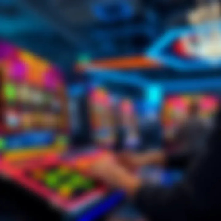 Illustration of a player managing betting options and monitoring the game interface on a digital slot platform with risk management tools visible