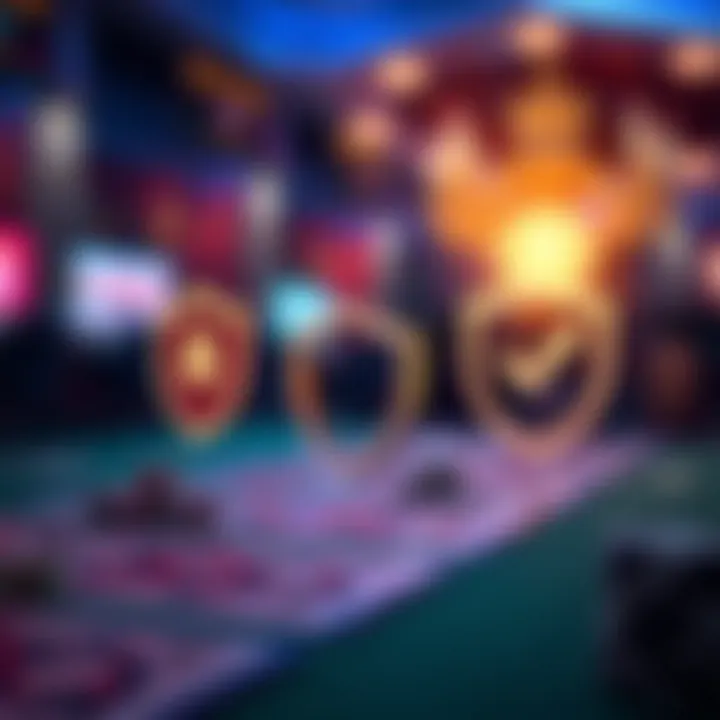 Digital representation of secure online gambling with shield and checkmark icons