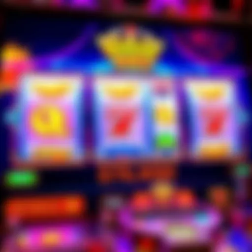 Bright and colorful Royal Reels slot machine interface with reels spinning and vibrant symbols