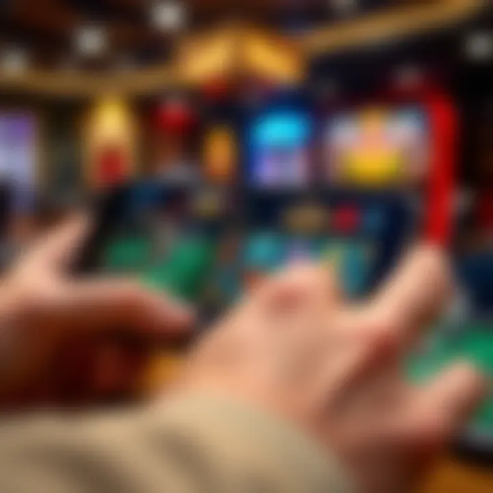 Touchscreen interaction on smartphone showing smooth gameplay of Royal Reels