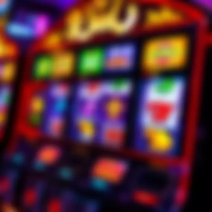 Colorful slot machine reels illuminated with vibrant game symbols