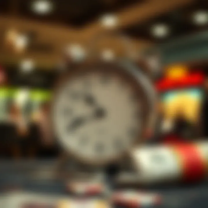 Typical Waiting Time for Withdrawals at Royal Reels Illustration showing a clock and money symbolizing withdrawal waiting time at a casino