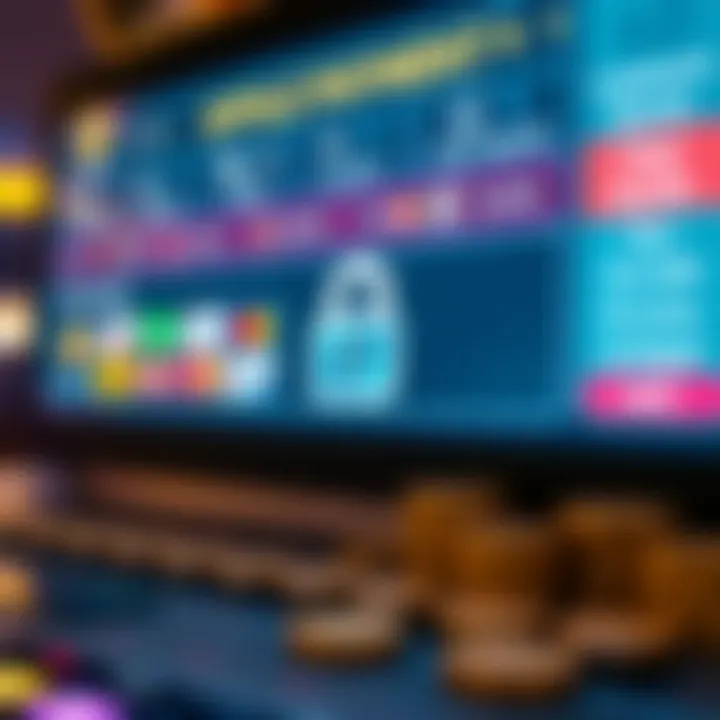 Digital payment methods and secure lock icon representing safe transactions on a gaming platform