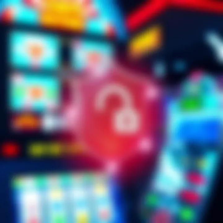 Secure digital shield overlaying a poker machine background