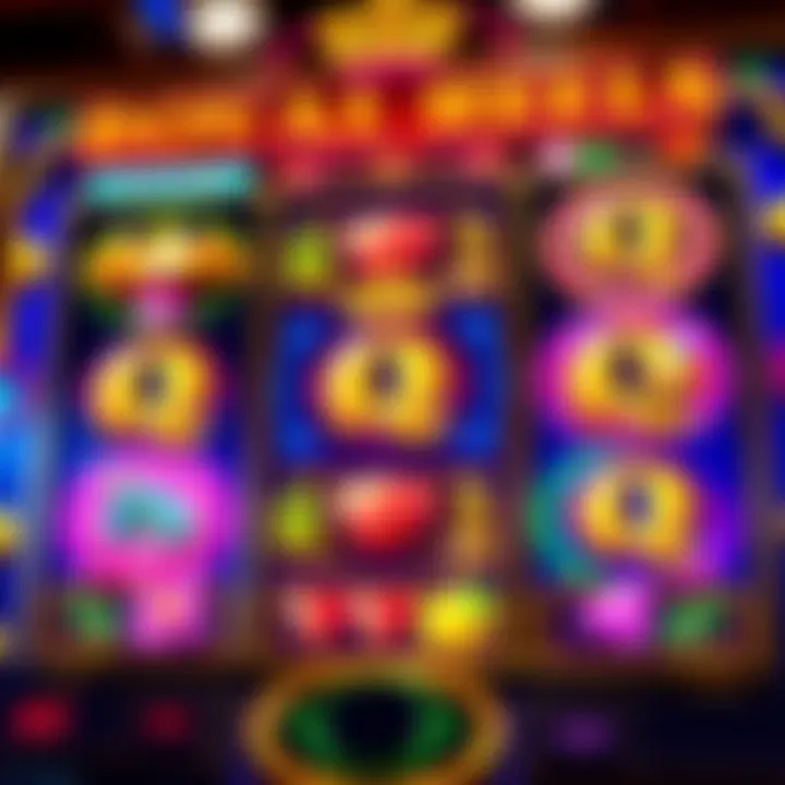 Colorful online slot game interface featuring vibrant reels and symbols
