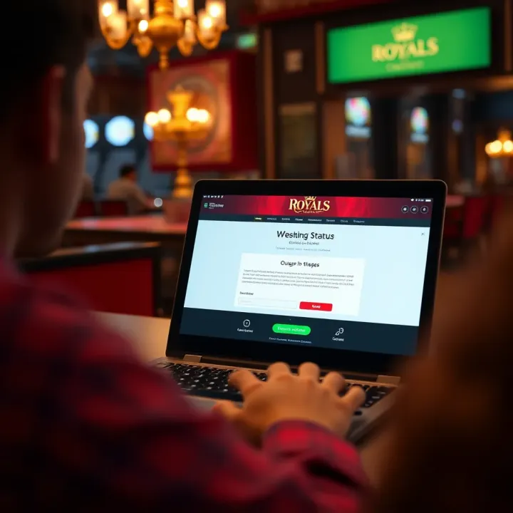 User checking website status on a laptop with outage notification displayed