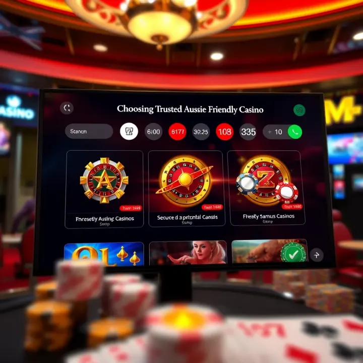 Choosing Trusted Aussie-Friendly Online Casinos Safe and secure online casino selection screen highlighting trusted Australian platforms