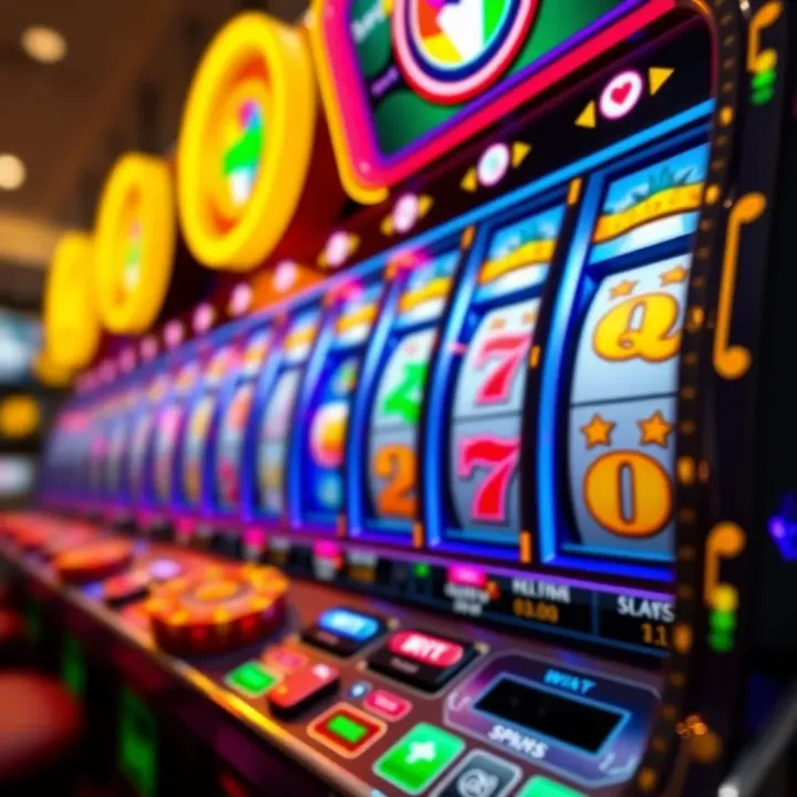 Colorful online pokies game interface with spinning reels and vibrant symbols