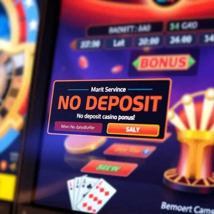 A digital bonus notification highlighting no deposit offer on a casino interface