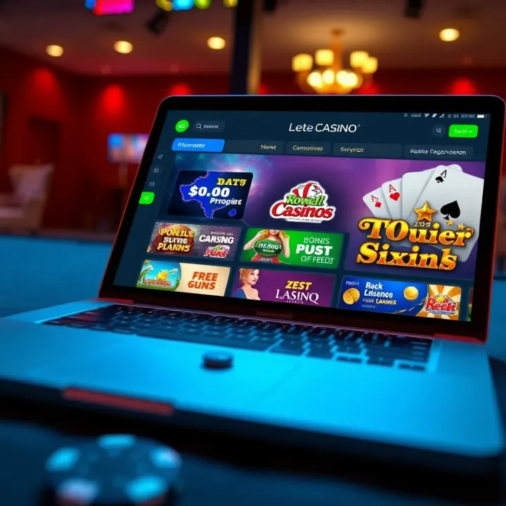 Illustration of secure online gambling with licenses and bonus offers displayed on a laptop