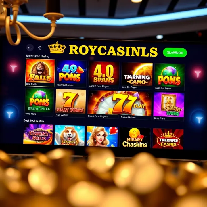 Interface showing various online casino games available on Royal Reels platform for Australian players