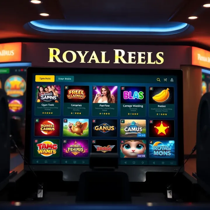 User interface displaying game selections on Royal Reels platform