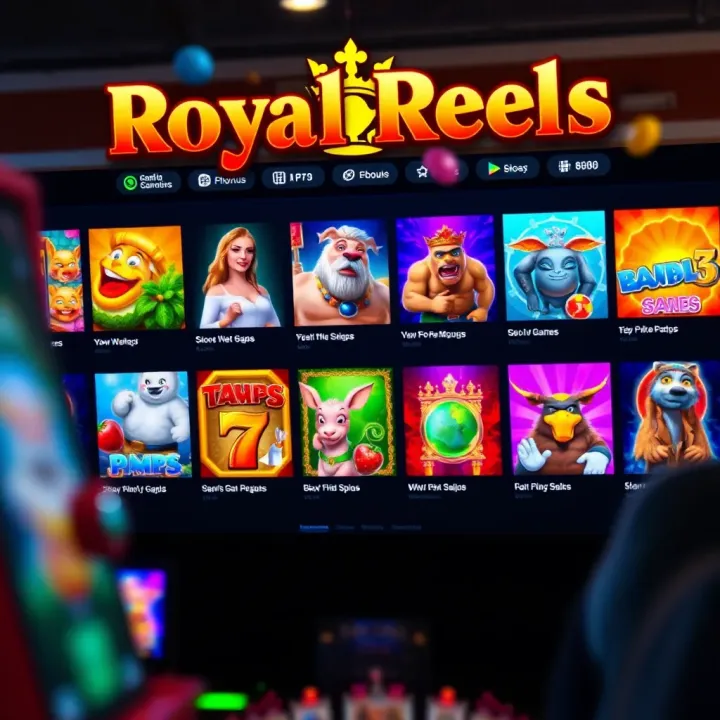 Online gaming platform interface showcasing various slot games with vibrant graphics