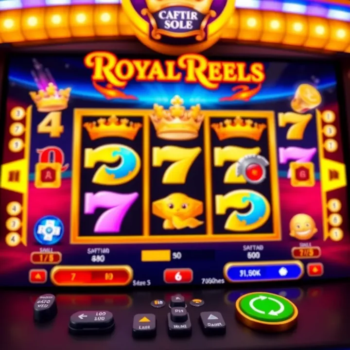 User interface showing the Royal Reels online slot game dashboard with vibrant reels and game controls