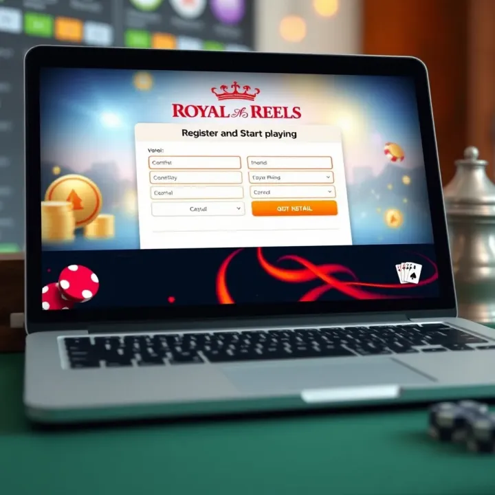 Online casino registration form on a laptop screen with clear fields for user details