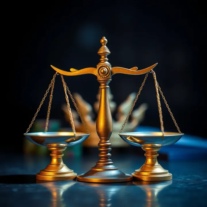 Balanced scales symbolizing fairness in gaming with RoyalReelsZone branding