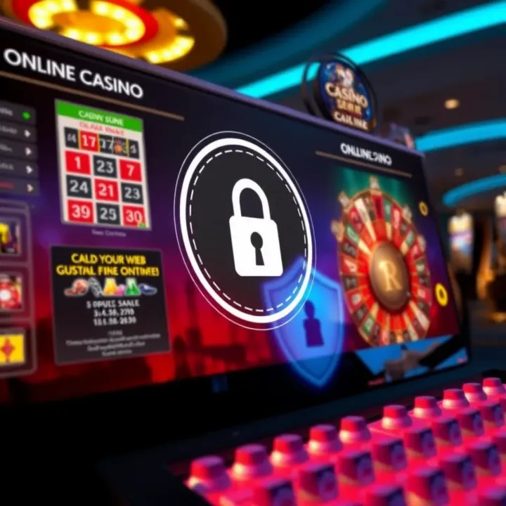 Secure online casino platform interface with lock symbol and digital shield