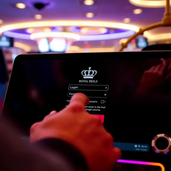 User entering login details on Royal Reels casino platform