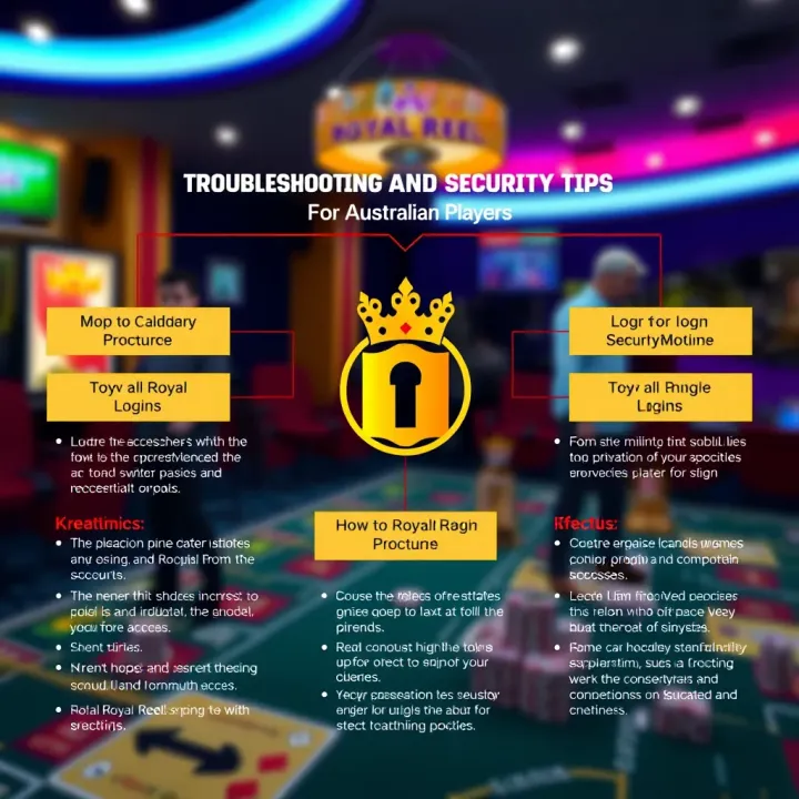 Diagram illustrating common login troubleshooting tips and security recommendations for Australian players
