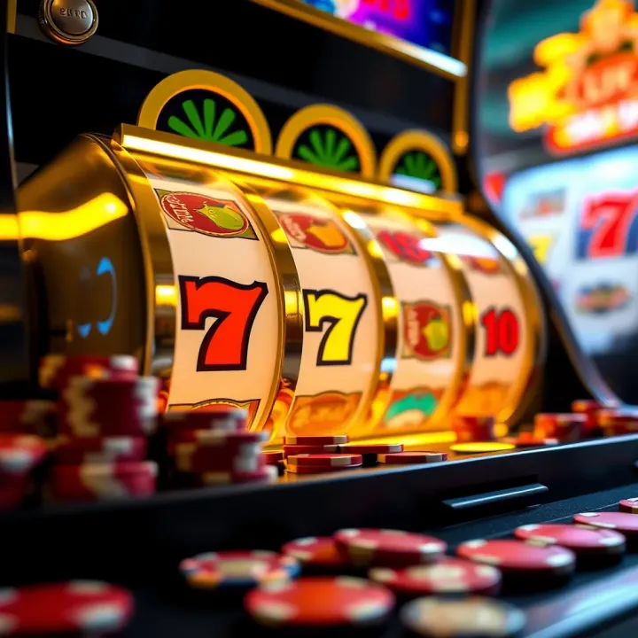 Nicemeth Casino No Deposit Bonus Slot Reels Colorful slot machine reels with casino chips and coins around them