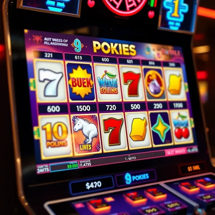 Bright and engaging 9-pokies gaming interface with vibrant icons and payout information