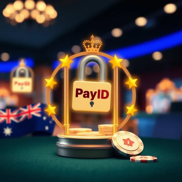 Secure PayID Payment Method for Australian Players Illustration of PayID digital payment method with secure transaction symbols and Australian flag elements