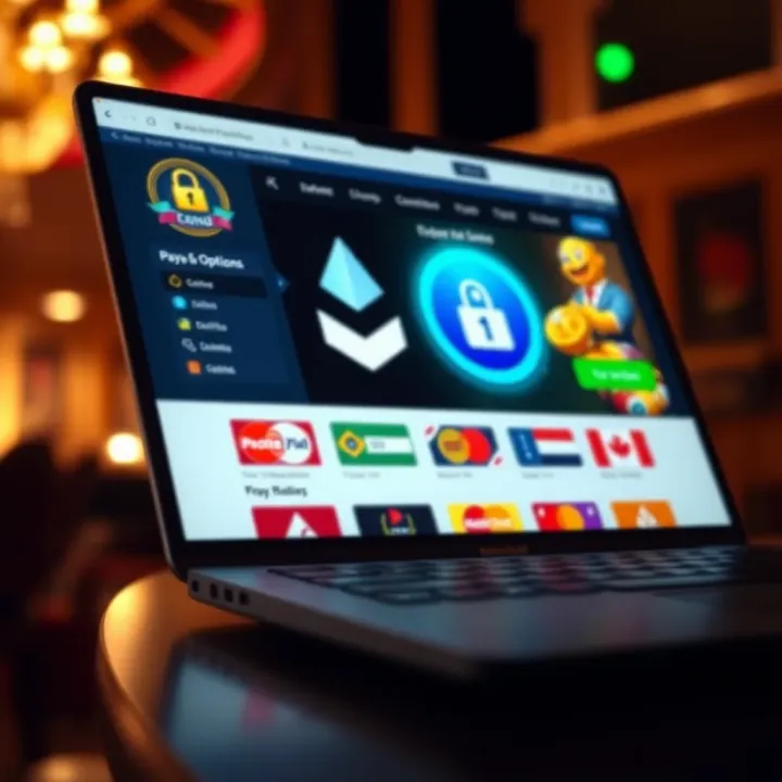 Secure payment options icons alongside a smooth website user interface on a digital device