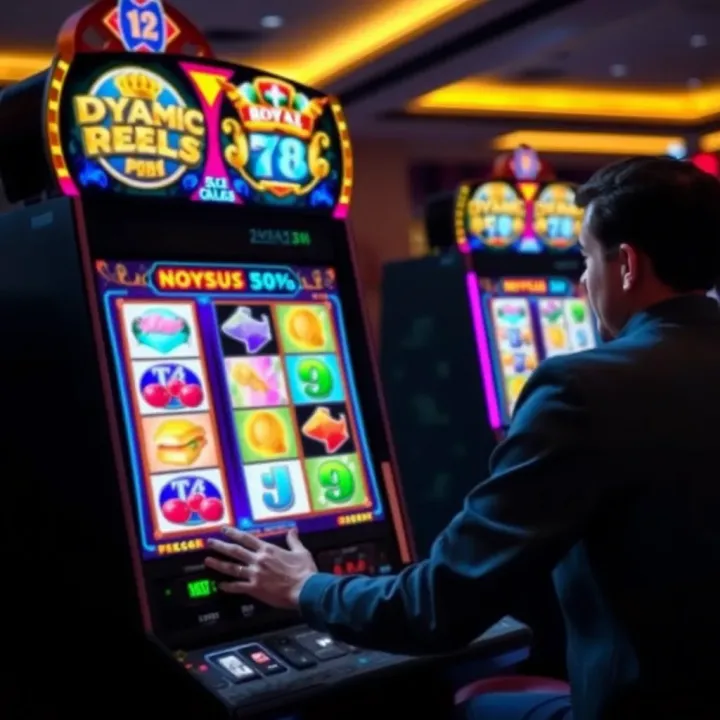 User interacting with a digital slot machine showcasing modern gameplay elements and dynamic win features
