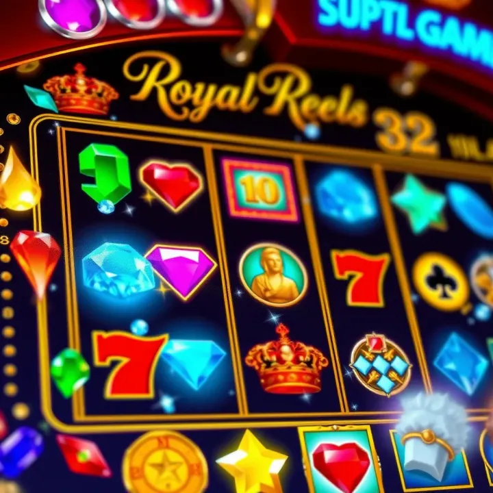 Colorful slot machine reels featuring sparkling gems and classic symbols in an engaging casino game interface