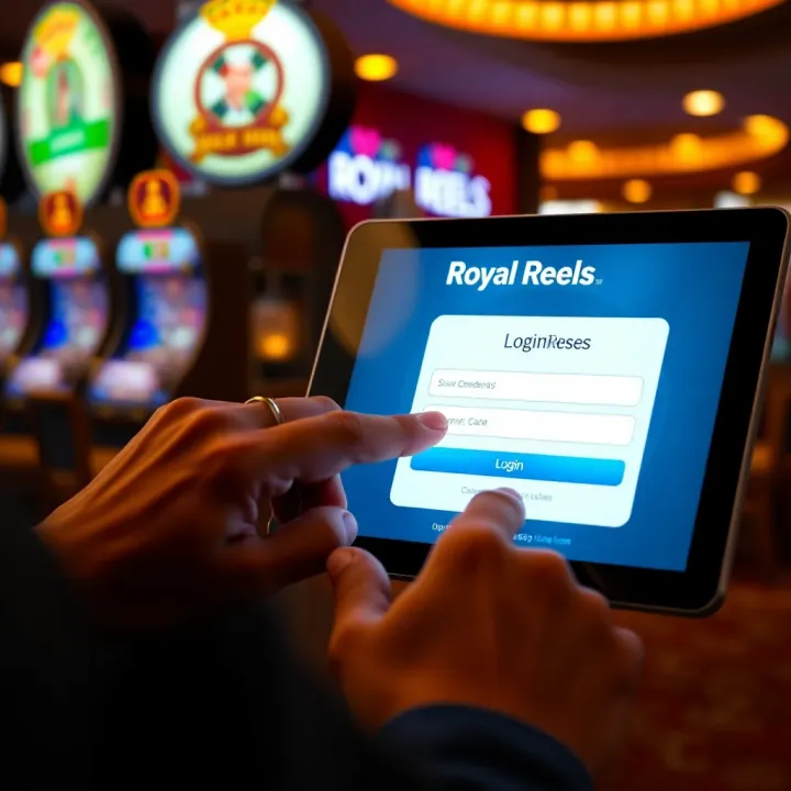 Accessing the Royal Reels Login Portal User entering credentials into a secure login interface on a digital device