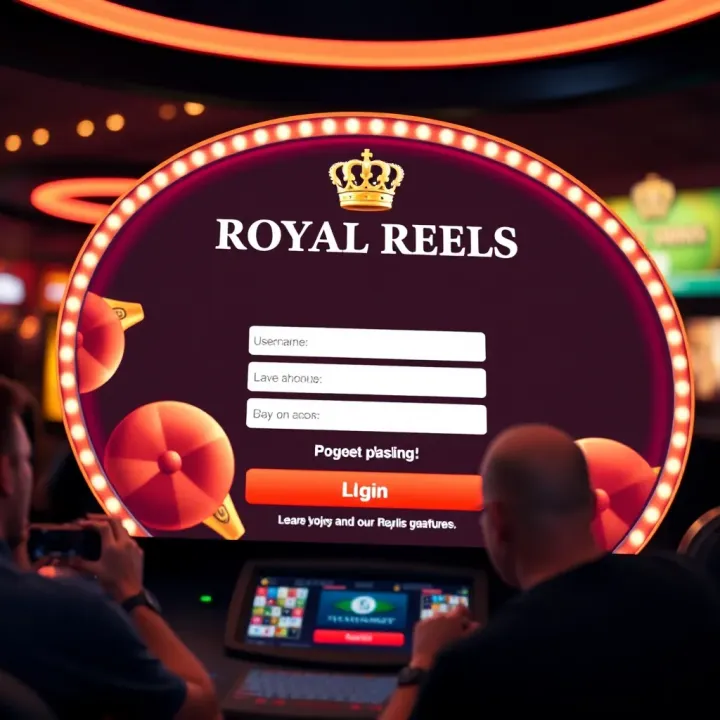 Login Screen of Royal Reels Platform User interface displaying the login screen of a gaming platform with fields for username and password