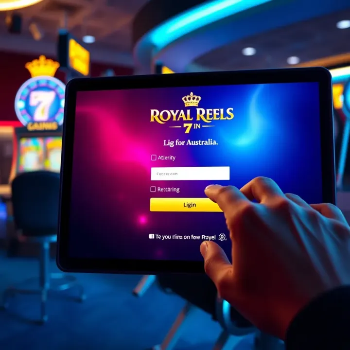 User entering login credentials on Royal Reels 7 platform interface