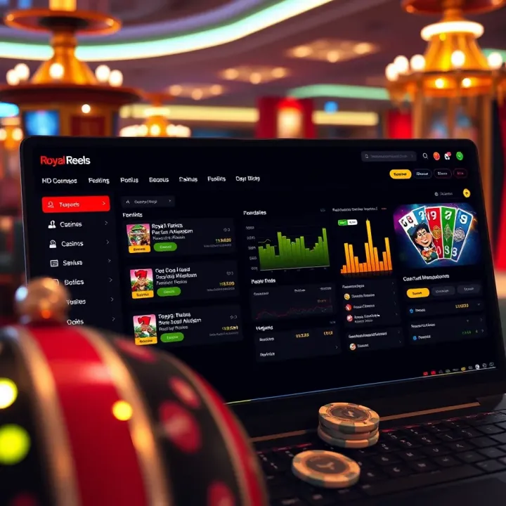 Dashboard showcasing account management features on Royal Reels 16.com