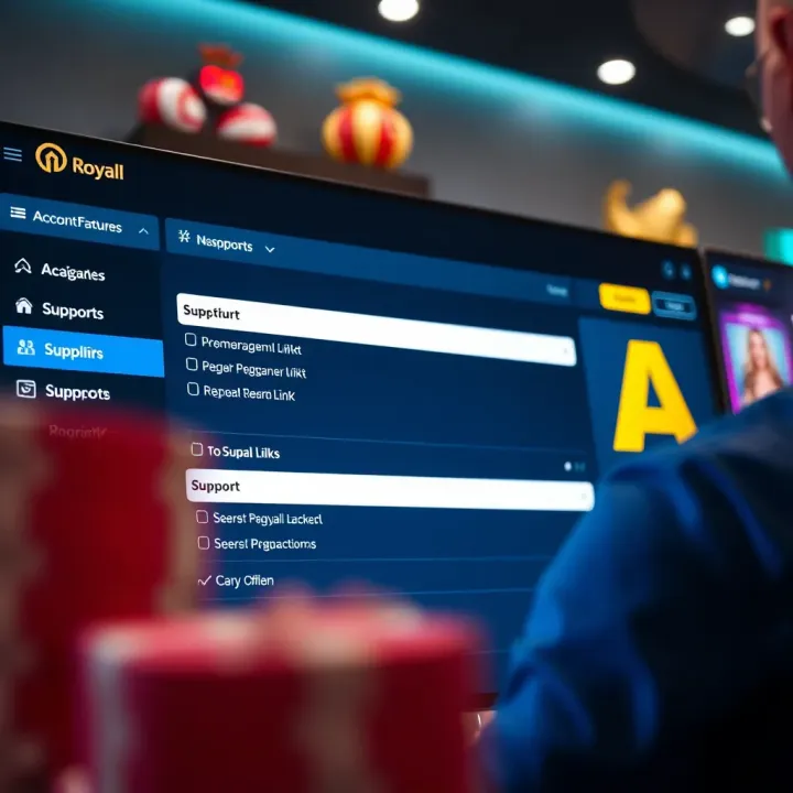 Account Management and Support Features on Royal Reels Dashboard view highlighting account management options and support links on Royal Reels platform