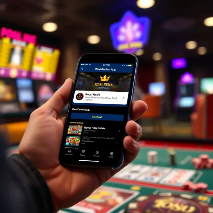 Downloading the Royal Reels App on Your Device Smartphone displaying download progress of an entertainment app