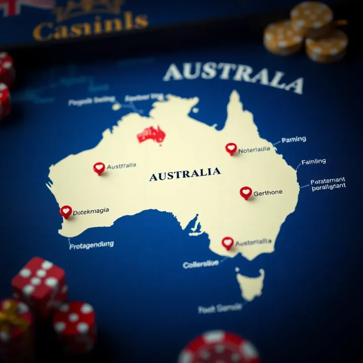 Map of Australia highlighting gaming regulations and legal aspects related to online casino games