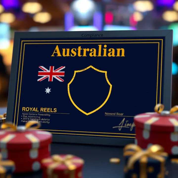 Illustration of a digital Australian gambling license certificate with a secure shield symbol