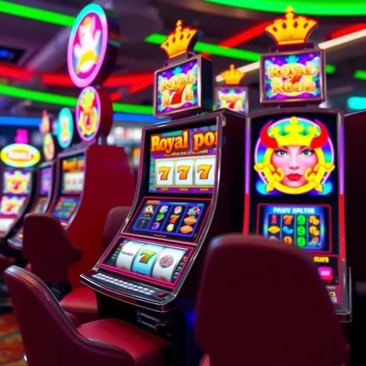 Royal Reels Bonus Codes Unlocking Casino Slots Colorful casino slot machine with glowing symbols and a jackpot display