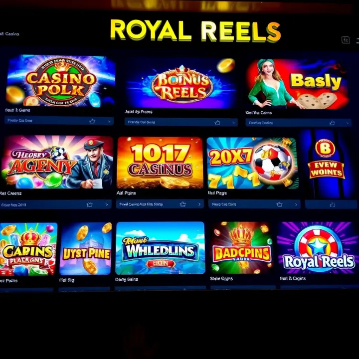 Selection of Casino Games at Royal Reels for Australian Players Interface displaying a variety of casino games suitable for Australian players