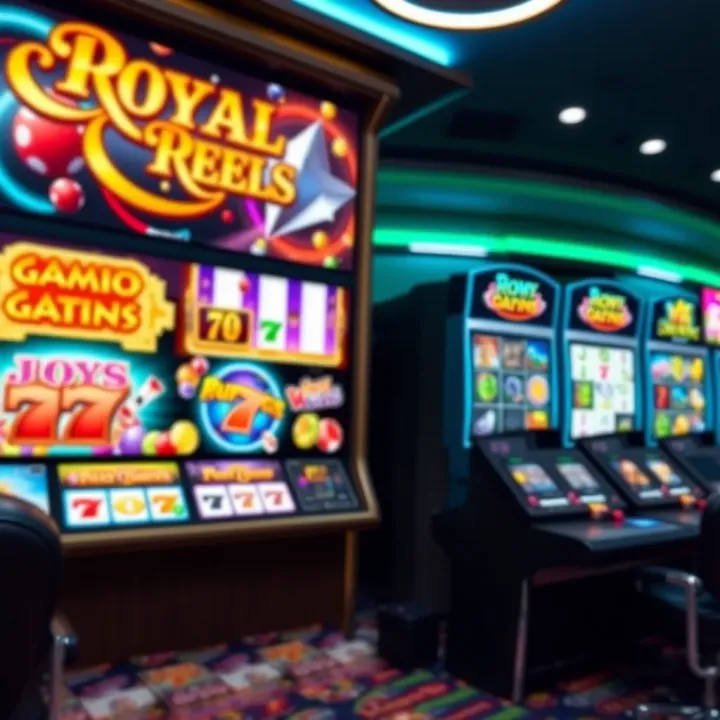 Royal Reels Casino homepage showcasing a variety of slot games with vibrant graphics