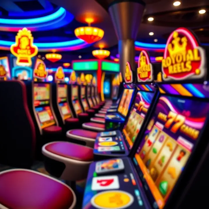 Colorful online casino game selection with spinning reels and vibrant symbols