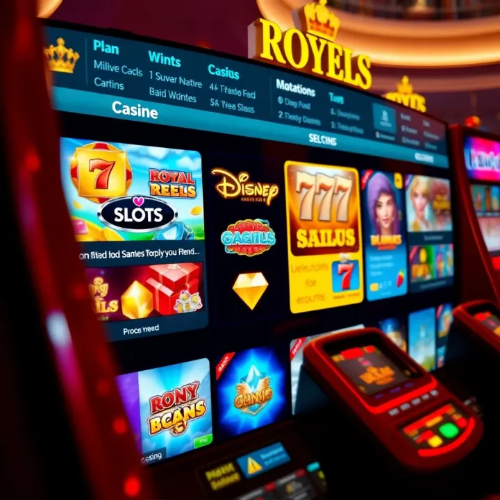 Online casino interface displaying various slot game options with colorful graphics