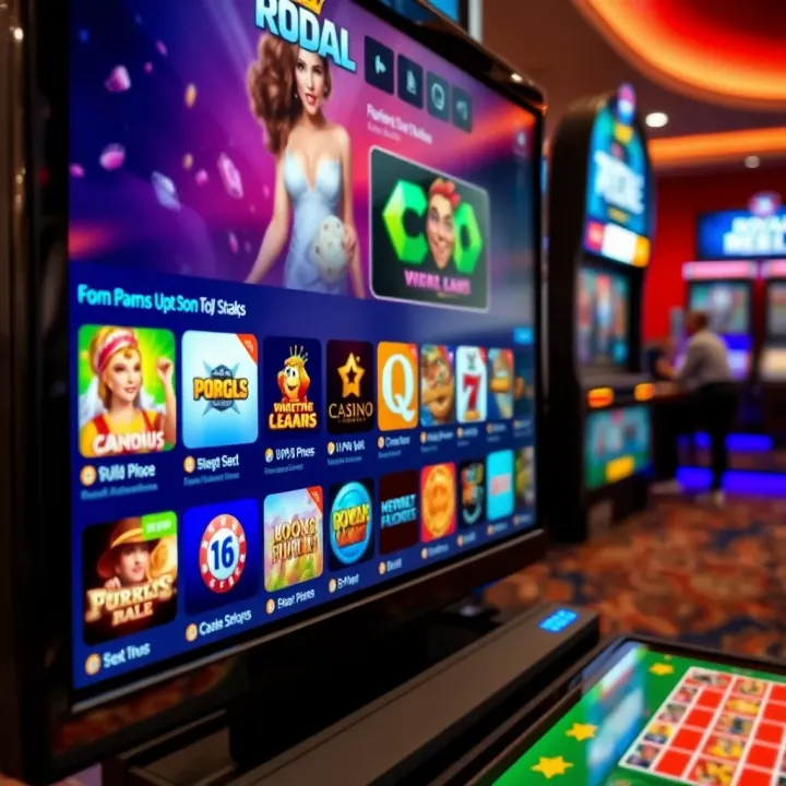 Display of popular casino games and payment options on digital interface