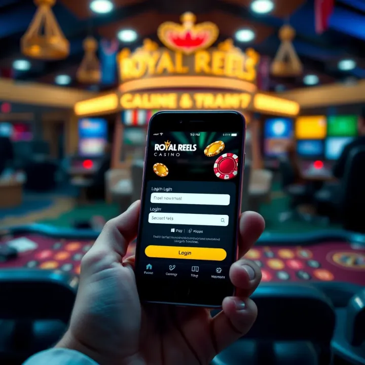 Mobile device displaying casino app with secure login options